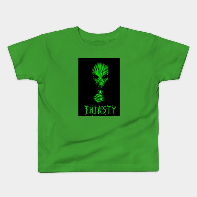 Thirstsy Alien Kids T-Shirt by SandraKC